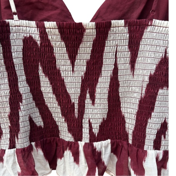 Express Women’s L Maroon & White Pleated Ruched Smocked Sleeveless Cami Top NWT - Picture 10 of 13